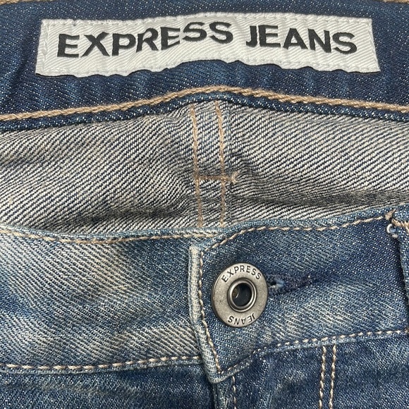 Express Rocco Slim Fit Straight Leg Jeans Denim Size 31 x 30 1/2 Distressed - Picture 4 of 9